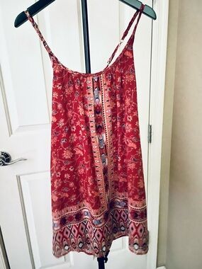 Hollister Mini floral pattern summer Dress Burgundy - XSmall